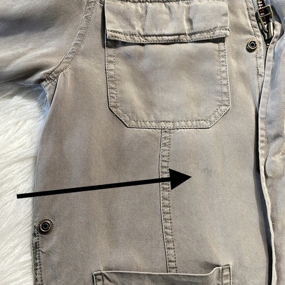 Pam & Gela Jacket Coat Utility Cargo Green Tie Detail Zip Preppy Casual Sz Small - Picture 10 of 10